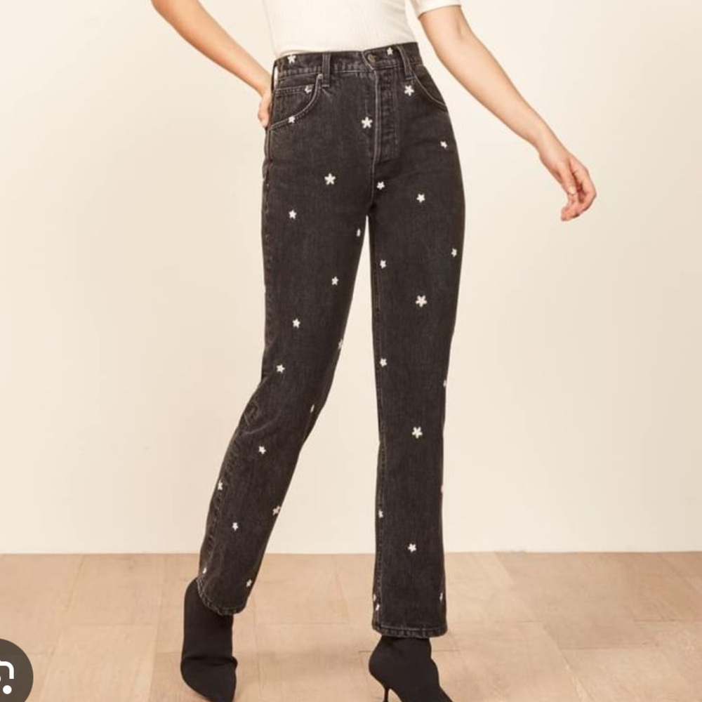 Reformation cynthia jean with embroidered daisies